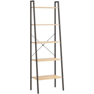 VidaXL Ladderrek met 5 Schappen 56x35x174 cm Lichtbruin/Zwart