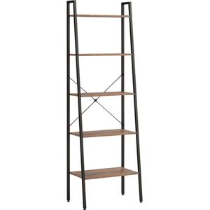 VidaXL Ladderrek 5 Schappen 56x35x174 cm Donkerbruin/Zwart