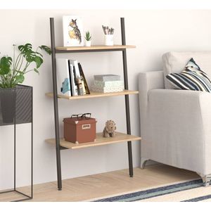 Anlehnregal mit 3 Ablagen Hellbraun und Schwarz 64x34x116 cm Vidaxl