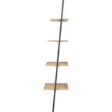 vidaXL - Ladderrek - met - 4 - schappen - 64x34x150,5 - cm - lichtbruin - en - zwart
