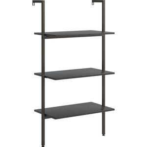 vidaXL Ladderrek met 3 schappen 64x35x120,5 cm zwart