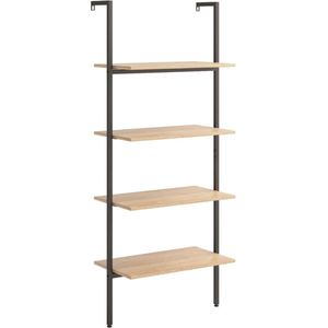 VidaXL Ladderrek met 4 Schappen 64x35x152,5 cm Lichtbruin/Zwart