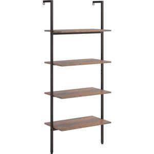 vidaXL-Ladderrek-met-4-schappen-64x35x152,5-cm-donkerbruin-en-zwart