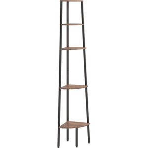 Vidaxl - Eckregal mit 5 Böden Dunkelbraun und Schwarz 45,5x31,5x180 cm
