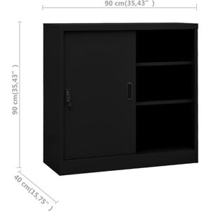 vidaXL-Kantoorkast-met-schuifdeuren-90x40x90-cm-staal-zwart