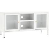 VidaXL TV-meubel 105x35x52 cm Staal en Glas Wit