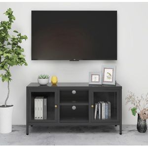 vidaXL-Tv-meubel-105x35x52-cm-staal-en-glas-antracietkleurig