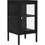 vidaXL-Dressoir-38x35x70-cm-staal-en-glas-zwart