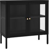 vidaXL-Dressoir-70x35x70-cm-staal-en-glas-zwart