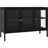 VidaXL Dressoir 105x35x70 cm Staal en Glas Zwart