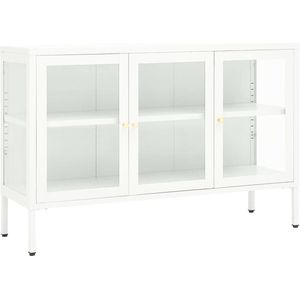 VidaXL Dressoir 105x35x70 cm Staal en Glas Wit