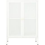 vidaXL - Dressoir - 75x35x105 - cm - staal - en - glas - wit