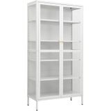 vidaXL Vitrine Weiß 90x40x180 cm Stahl und Gehärtetes Glas