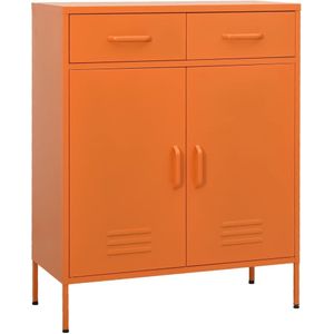 Stalen Kast - Oranje - Staal - Met 2 Deurtjes en 2 Lades