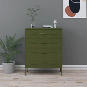 vidaXL-Ladekast-80x35x101,5-cm-staal-olijfgroen