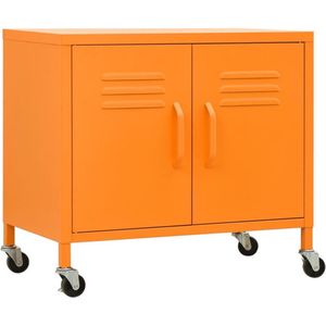 Staal - Opbergkast - Oranje - Verstelbaar Schap - 4 Wielen