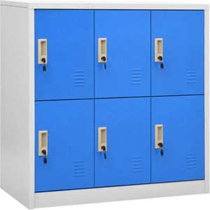 VidaXL Lockerkast 90x45x92,5 cm Staal Lichtgrijs en Blauw