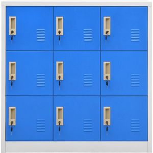 VidaXL Lockerkast 90x45x92,5 cm Staal Lichtgrijs en Blauw