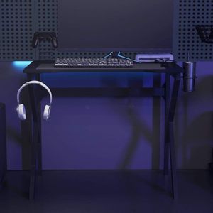 vidaXL Gamingbureau met K-vormige poten 90x60x75 cm zwart