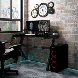 vidaXL - Gamingbureau - met - Y-vormige - poten - LEDx60x75 - cm - zwart