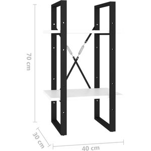 VidaXL Boekenkast 2 Schappen 40x30x70 cm Bewerkt Hout Wit