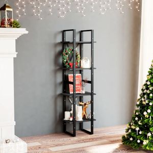 Vidaxl - Bücherregal 4 Böden Schwarz 40x30x140 cm Massivholz Kiefer