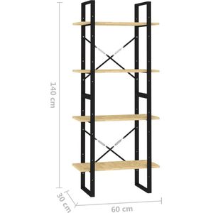 vidaXL-Boekenkast-met-4-schappen-60x30x140-cm-massief-grenenhout