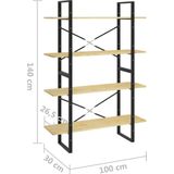 VidaXL Boekenkast 4 Schappen 100x30x140 cm Massief Grenenhout