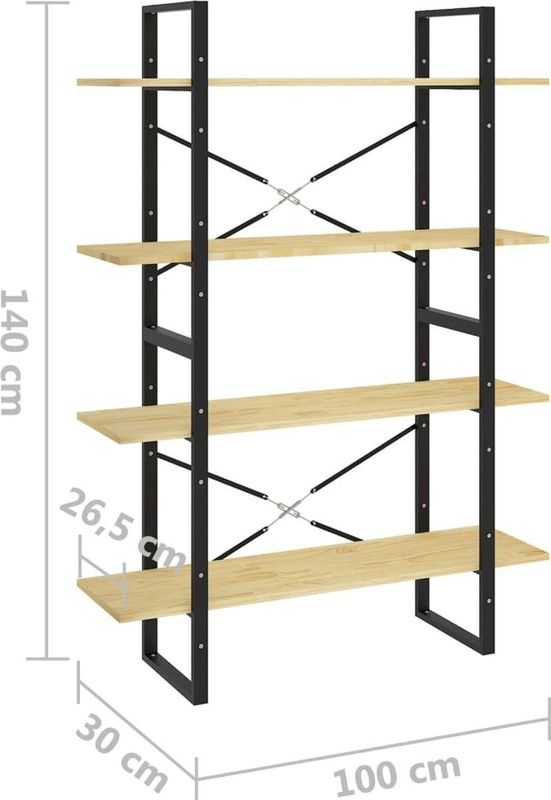 VidaXL Boekenkast 4 Schappen 100x30x140 cm Massief Grenenhout