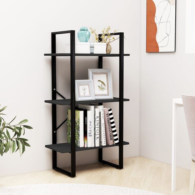 vidaXL Opbergrek 60x30x105 cm massief grenenhout zwart