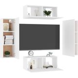 VidaXL 4-delige TV-meubelset Spaanplaat Wit