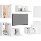 VidaXL 7-delige TV-meubelset Spaanplaat Wit