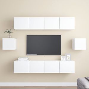 vidaXL 6-tlg. TV-Schrank-Set Weiß Holzwerkstoff