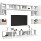 VidaXL 8-delige TV-meubelset Spaanplaat Wit