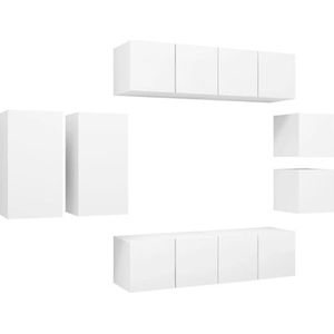 vidaXL 8-tlg. TV-Schrank-Set Weiß Holzwerkstoff