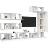 vidaXL 7-tlg. TV-Schrank-Set Weiß Holzwerkstoff