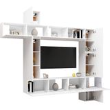 VidaXL 9-delige TV-meubelset Spaanplaat Wit