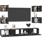 vidaXL 6-delige Tv-meubelset spaanplaat zwart