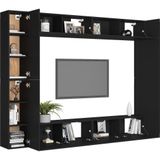 VidaXL 8-delige TV-meubelset Spaanplaat Zwart