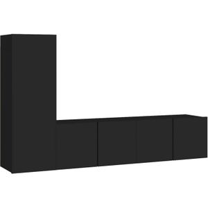 VidaXL 3-delige TV-meubelset Spaanplaat Zwart
