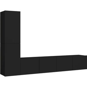 VidaXL-4-delige-Tv-meubelset-spaanplaat-zwart