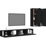 vidaXL-4-delige-Tv-meubelset-spaanplaat-zwart