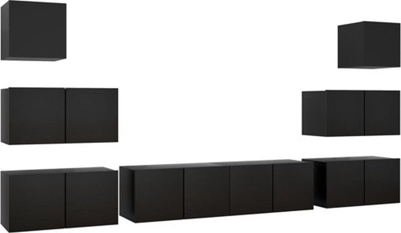 Vidaxl - 8-tlg. TV-Schrank-Set Schwarz Holzwerkstoff