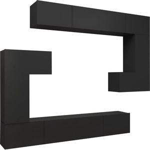 vidaXL-8-delige-Tv-meubelset-bewerkt-hout-zwart