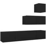 vidaXL 4-tlg. TV-Schrank-Set Schwarz Holzwerkstoff
