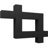 VidaXL 10-delige TV-meubelset Spaanplaat Zwart
