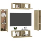 VidaXL 4-delige TV-meubelset Spaanplaat Sonoma Eikenkleurig