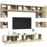 VidaXL 8-delige TV-meubelset Spaanplaat Sonoma Eikenkleurig