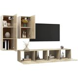 VidaXL 4-delige TV-meubelset Spaanplaat Sonoma Eikenkleurig