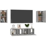 VidaXL 4-delige TV-meubelset Spaanplaat Betongrijs